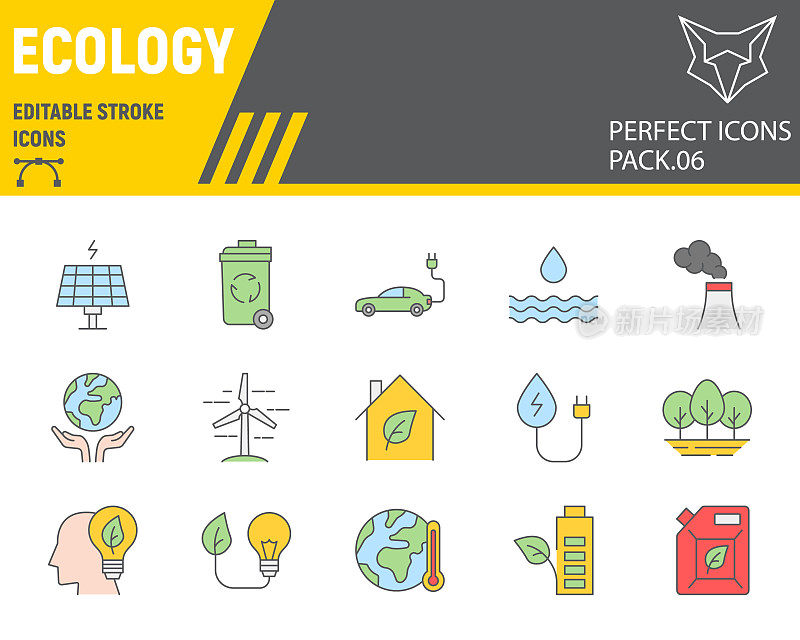 Ecology color line icon set, eco symbols collection, vector sketches, logo illustrations, environment icons, green ecology signs colorful linear pictograms, editable stroke.